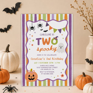 Invitation Anniversaire des 2 ans de deux fantômes colorés d'
