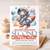 Invitation Anniversaire des 2 ans du garçon astronaute fusée
