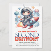 Invitation Anniversaire des 2 ans du garçon astronaute fusée (Devant)