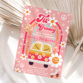 Invitation Anniversaire des 2 ans Retro Hippie Daisy Rainbow 