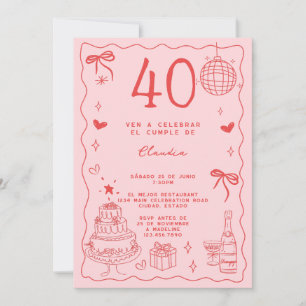 Invitation Anniversaire des 40 ans Rétro Espagnol Excentrique