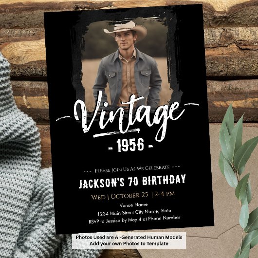 Invitation Anniversaire des 70 ans Vintage