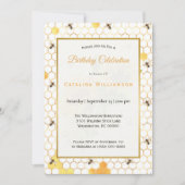 Invitation Anniversaire des abeilles à peigne d'or tendance  (Devant)