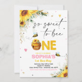 Invitation Anniversaire des abeilles Sunflower Honey Bee Birt (Devant)