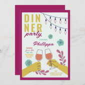Invitation Anniversaire des amis fête de dîner dégustation de (Devant / Derrière)