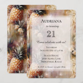 Invitation Anniversaire des ananas tropicaux chic (Devant / Derrière)
