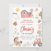 Invitation Anniversaire des Animaux de la Ferme (Devant)