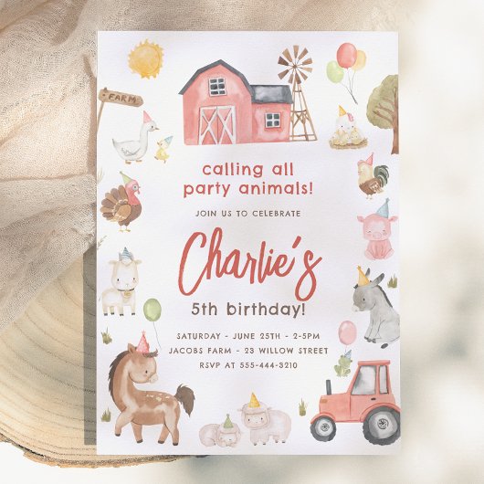 Invitation Anniversaire des Animaux de la Ferme