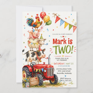 Invitation Anniversaire des Animaux de la Ferme au Tracteur R