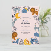 Invitation Anniversaire des animaux de saumons célestes (Debout devant)