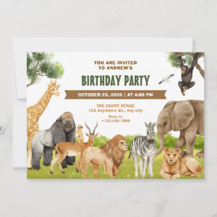 Invitation anniversaire des animaux Safari