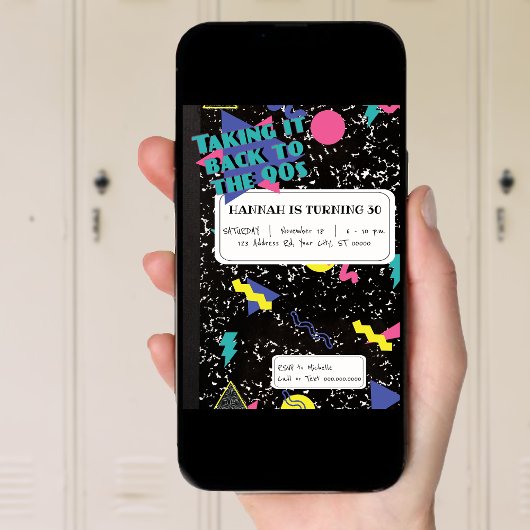 Invitation Anniversaire des années 90, Carnet composite rétro