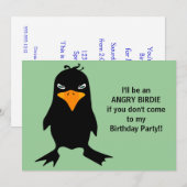 Invitation Anniversaire des Anniversaires d'Angry Birdie (Devant / Derrière)