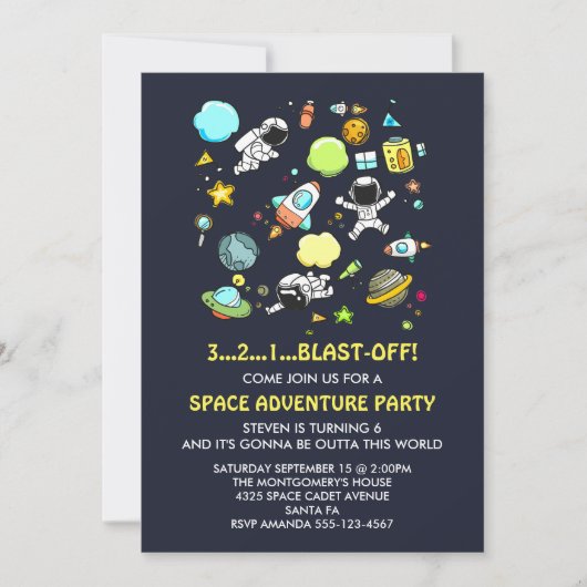 Invitation Anniversaire des astronautes de l'espace extérieur (Devant)