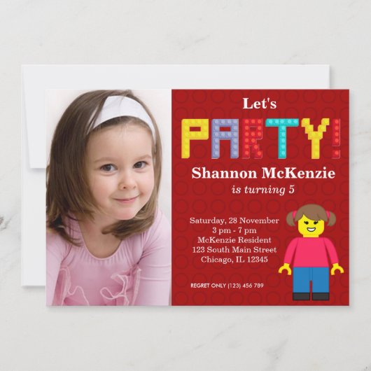 Invitation Anniversaire des blocs de construction (Devant)
