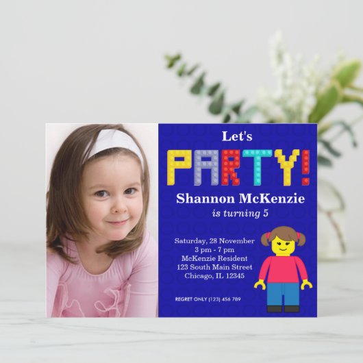 Invitation Anniversaire des blocs de construction (Debout devant)