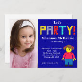 Invitation Anniversaire des blocs de construction (Devant / Derrière)