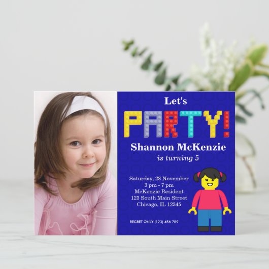 Invitation Anniversaire des blocs de construction (Debout devant)