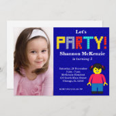 Invitation Anniversaire des blocs de construction (Devant / Derrière)