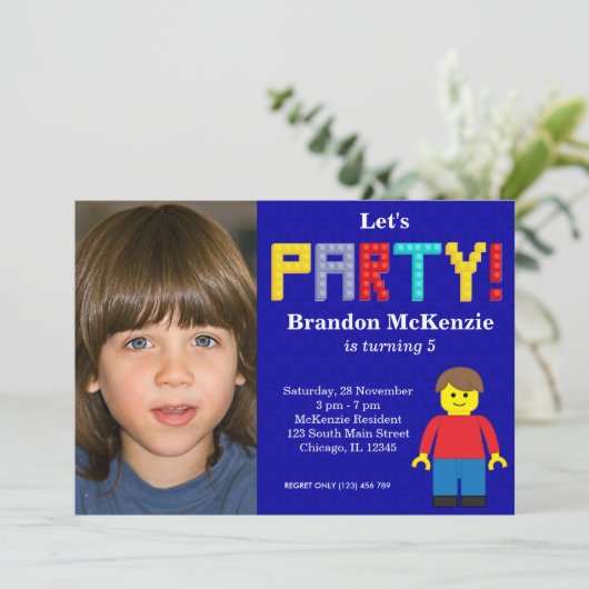 Invitation Anniversaire des blocs de construction (Debout devant)