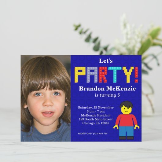 Invitation Anniversaire des blocs de construction (Debout devant)