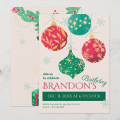 Invitation Anniversaire des boules de Noël (Devant / Derrière)