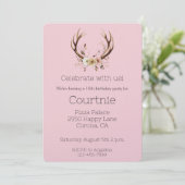Invitation Anniversaire des Cerfs Floraux Roses Antlers Occid (Debout devant)