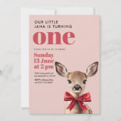 Invitation Anniversaire des Cerfs roses et rouges | Winter Wo (Devant)