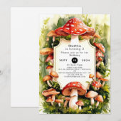 Invitation Anniversaire des champignons magiques Woods (Devant / Derrière)