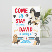 Invitation Anniversaire des chiens Pawty Boys Anniversaire (Debout devant)