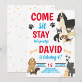 Invitation Anniversaire des chiens Pawty Boys Anniversaire (Devant / Derrière)