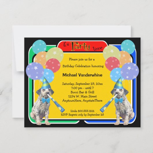 Invitation Anniversaire des chiots de Dalmatie (Devant)