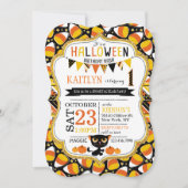 Invitation Anniversaire des Citrouilles de Candy Corn Black C (Devant)