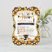 Invitation Anniversaire des Citrouilles de Candy Corn Black C (Debout devant)
