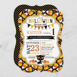Invitation Anniversaire des Citrouilles de Candy Corn Black C