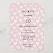 Invitation Anniversaire des Coeurs blancs roses (Devant / Derrière)