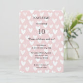 Invitation Anniversaire des Coeurs blancs roses (Debout devant)