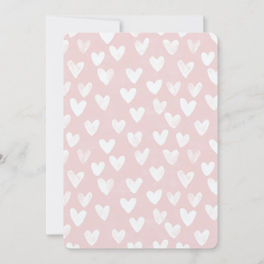 Invitation Anniversaire des Coeurs blancs roses (Dos)