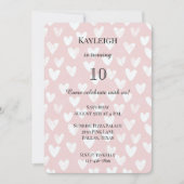 Invitation Anniversaire des Coeurs blancs roses (Devant)