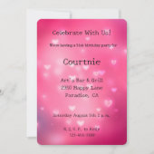 Invitation Anniversaire des Coeurs Bokeh roses (Devant)