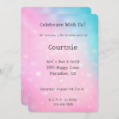 Invitation Anniversaire des Coeurs d'Aqua Rose (Devant / Derrière)