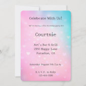 Invitation Anniversaire des Coeurs d'Aqua Rose (Devant)