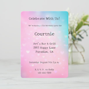 Invitation Anniversaire des Coeurs d'Aqua Rose