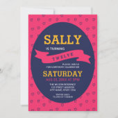 Invitation Anniversaire des Coeurs Vibrant Rose et Bleu (Devant)