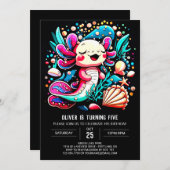 Invitation Anniversaire des coquillages Axolotl (Devant / Derrière)
