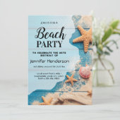Invitation Anniversaire des coquillages et des étoiles de mer (Debout devant)