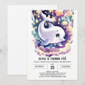 Invitation Anniversaire des dauphins colorés enchantés (Devant / Derrière)