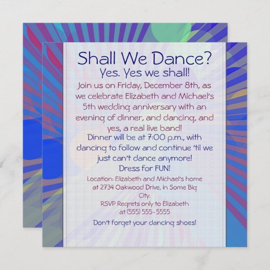 Invitation Anniversaire des Dîners colorés (Devant / Derrière)