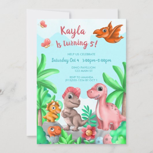 Invitation Anniversaire des dinosaures (Devant)