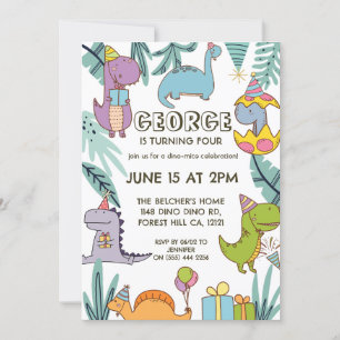 Invitation Anniversaire des enfants avec un joli dinosaure